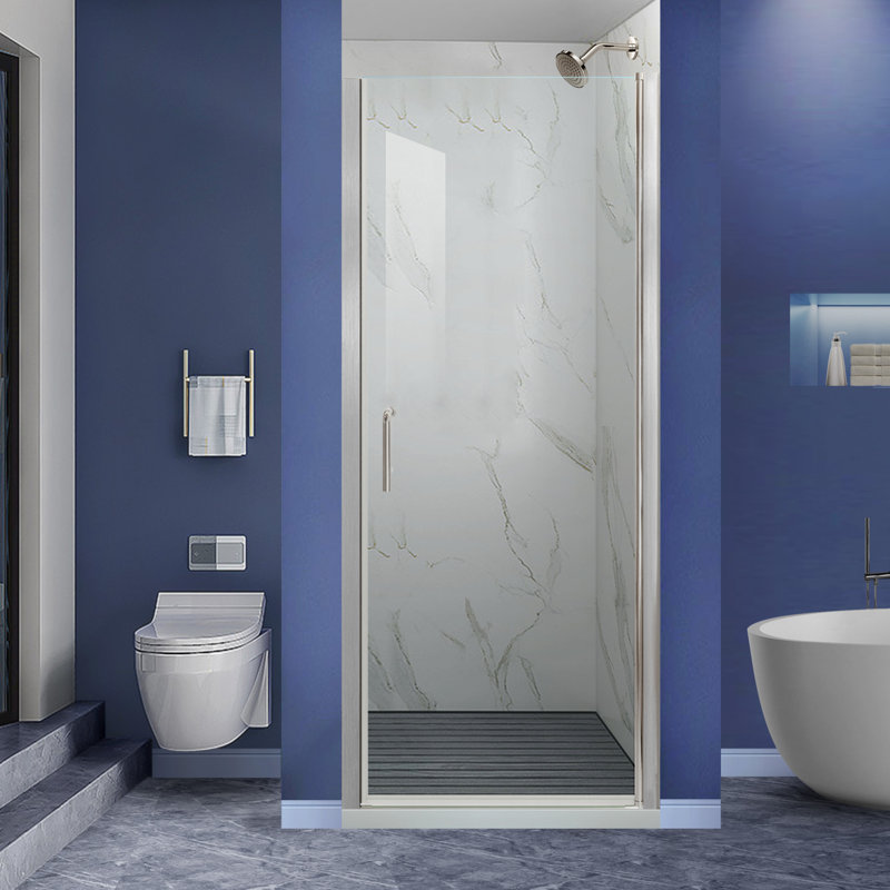 30-31.9 in. W x 72 in. H Pivot Swing Frameless Shower Door with Clear SGCC Tempered Glass, Brushed Nickel