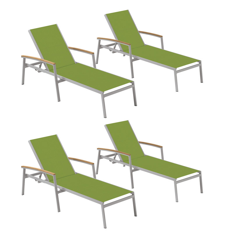 Travira Outdoor Chaise Lounge, Tekwood Natural, Go Green, Flint