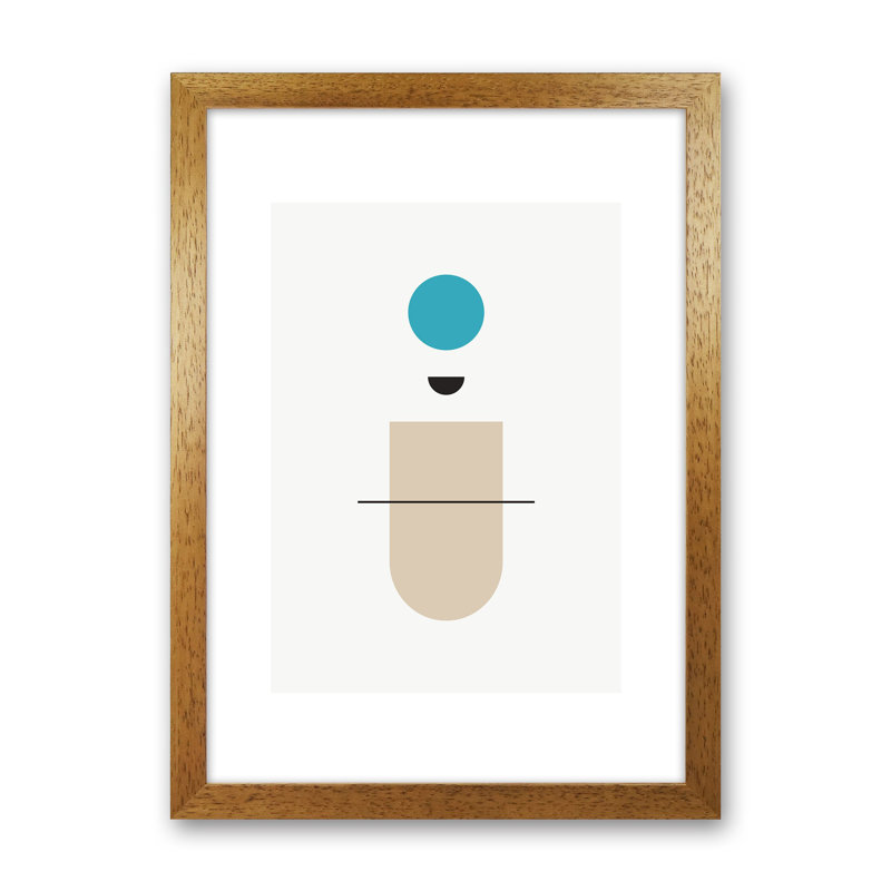 Mita Teal Abstract N1 by Pixy Paper - Print, 29.7cm H x 21cm W x 3cm D, Oak Framed
