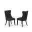 Ensemble de cuisine 7 pièces Mid Century avec similicuir, 6 chaises de salle à manger gris foncé, dossier capitonné et table de cuisine ronde de 48 po au fini noir sablé.-1446914354