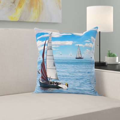 Sailing Boat Square Pillow Cover & Insert