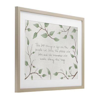 The Best Things In Life Framed Print Under Glass, design by SD Graphics Studio