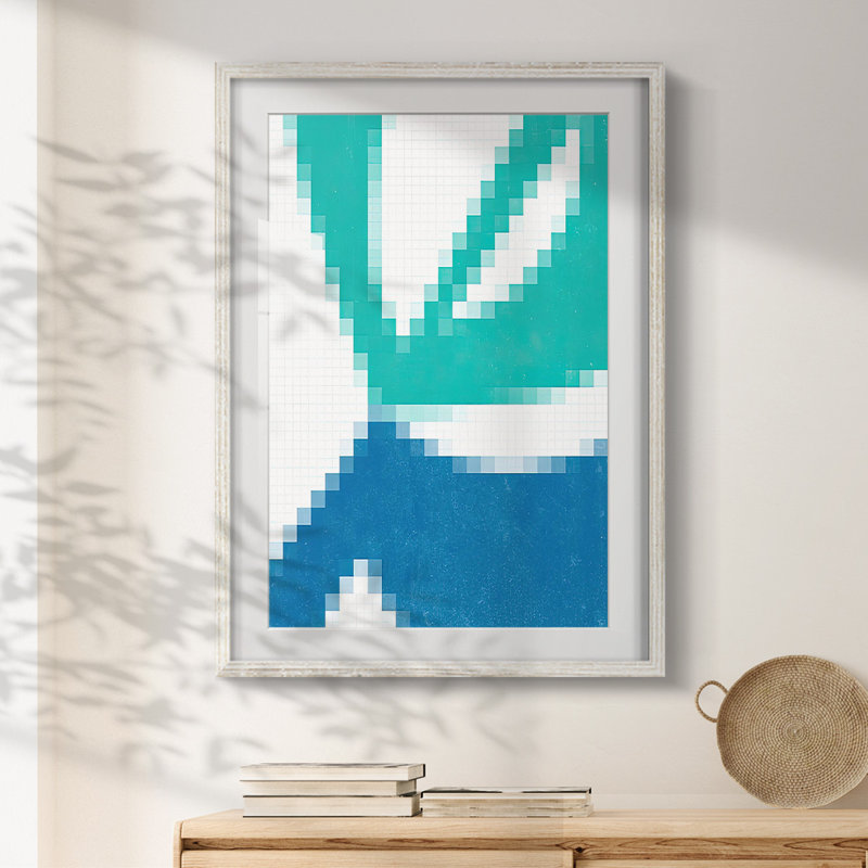 Pixel Leaves III -Framed Print, 28.5" H x 20.5" W, White