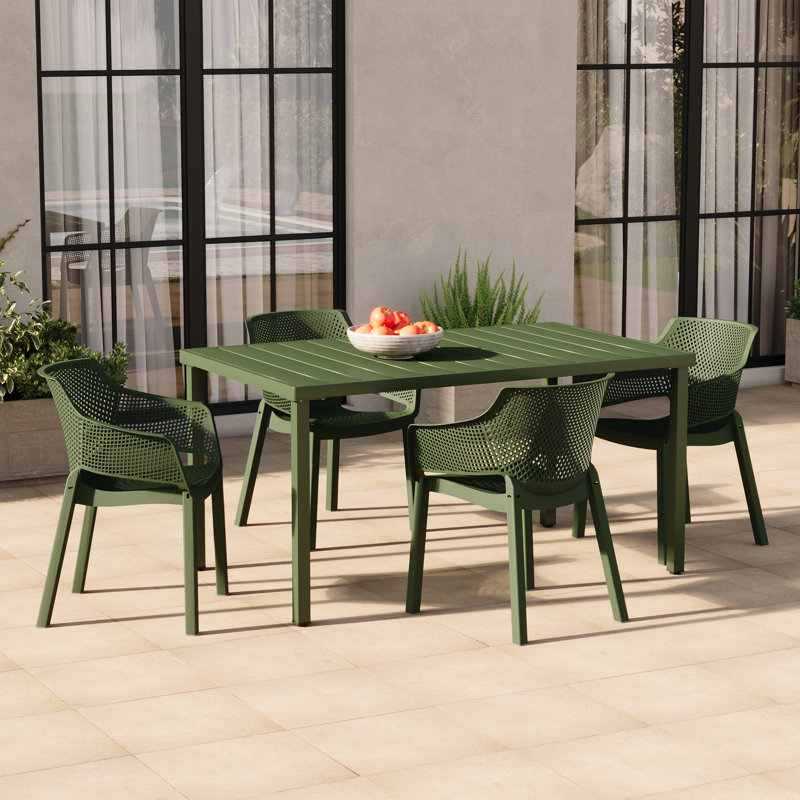 Ensemble de 4 chaises de patio empilables, Green