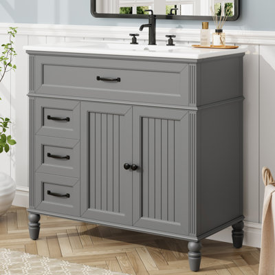 Meuble-lavabo simple 36 po avec comptoir en céramique 36 po