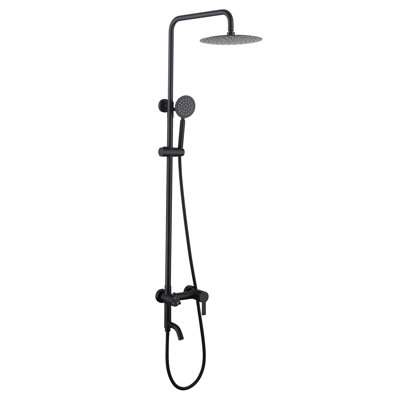Contemporary Wall Mounted 304 Stainless Steel Adjustable Height Outdoor Shower With Handheld Shower And Footwash Spout