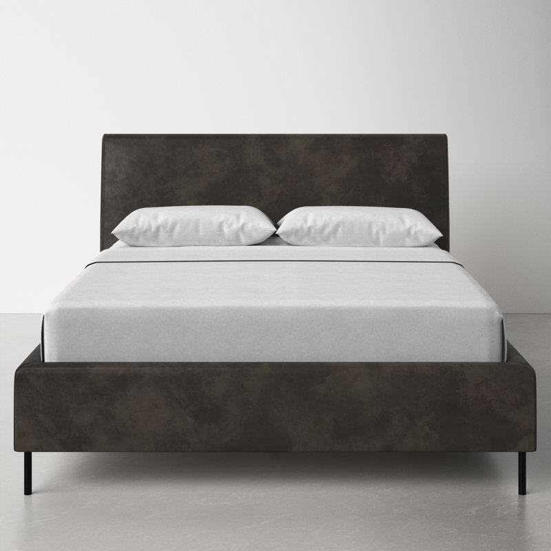 Naoma Vegan Leather Platform Bed, Gray, Full