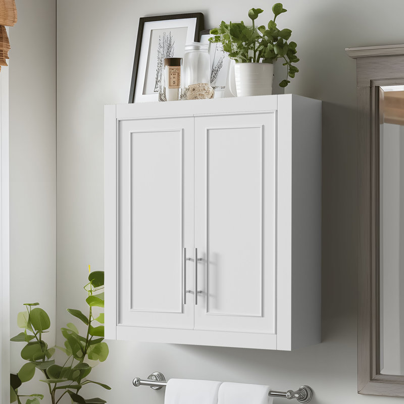 Coster 26" H Wall-Mounted Bathroom Cabinet with Adjustable Shelf, White, 26" H x 22" W x 8" D