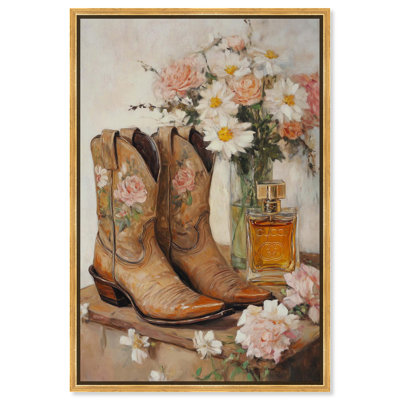 Delicate Floral Boots II Canvas Fashion Art Print by 