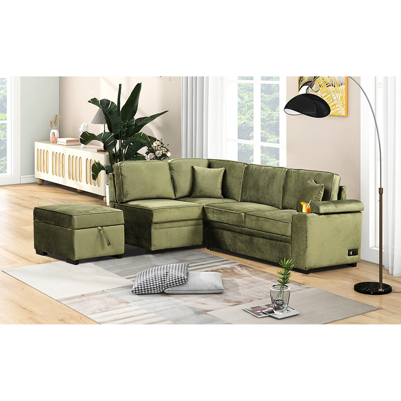 Lit-lit de 210 cm avec rangement. Canapé-lit 2-en-1 pour salon, chambre ou appartement. Construction en contreplaqué, rembourrage en mousse haute densité, capacité de charge de 454 kg.