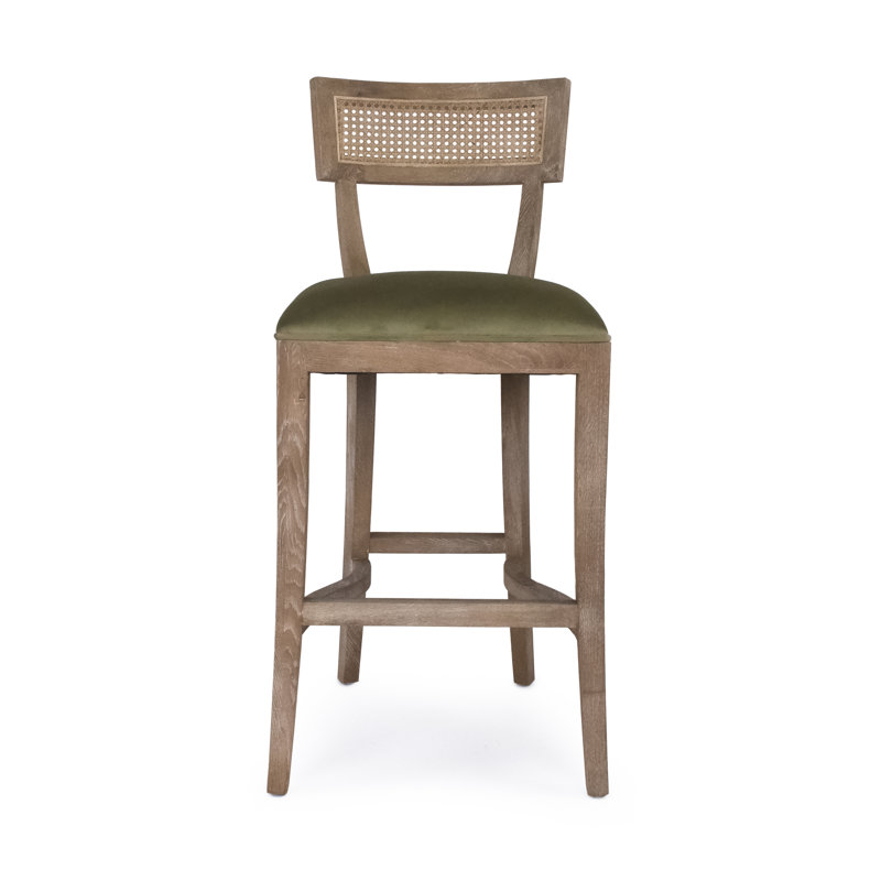 Carvell Cane Back Bar Stool Velvet