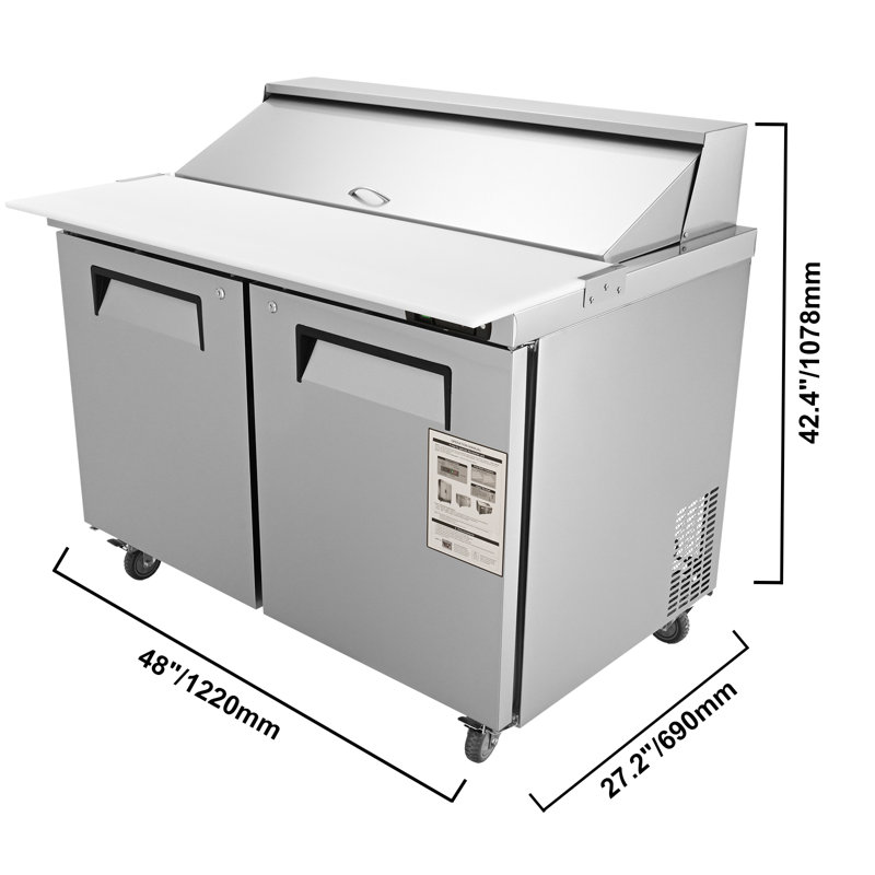 Réfrigérateur commercial, table de préparation pour sandwich et salade de 48 po, épaisseur de 12,85 pieds cubes