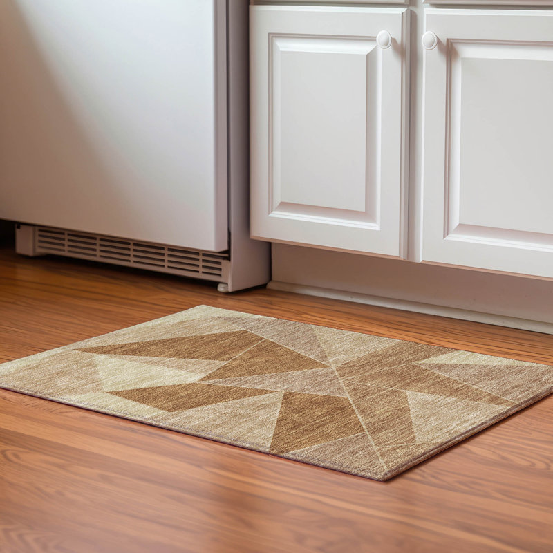 Premium Machine Washable Mayfield AMF636 Geometric Rug, 1'8" x 2'6", Paprika