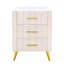 Table de chevet rembourrée avec 3 tiroirs et décor en métal - Velours beige 3 fonctions-920837304