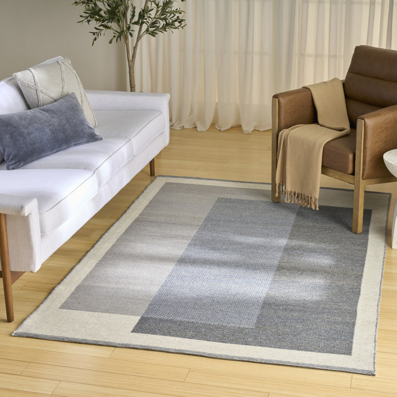 Tapis d'intérieur moderne en laine ivoire tissé à plat Copenhagen, Rectangle 8 pi x 10 pi
