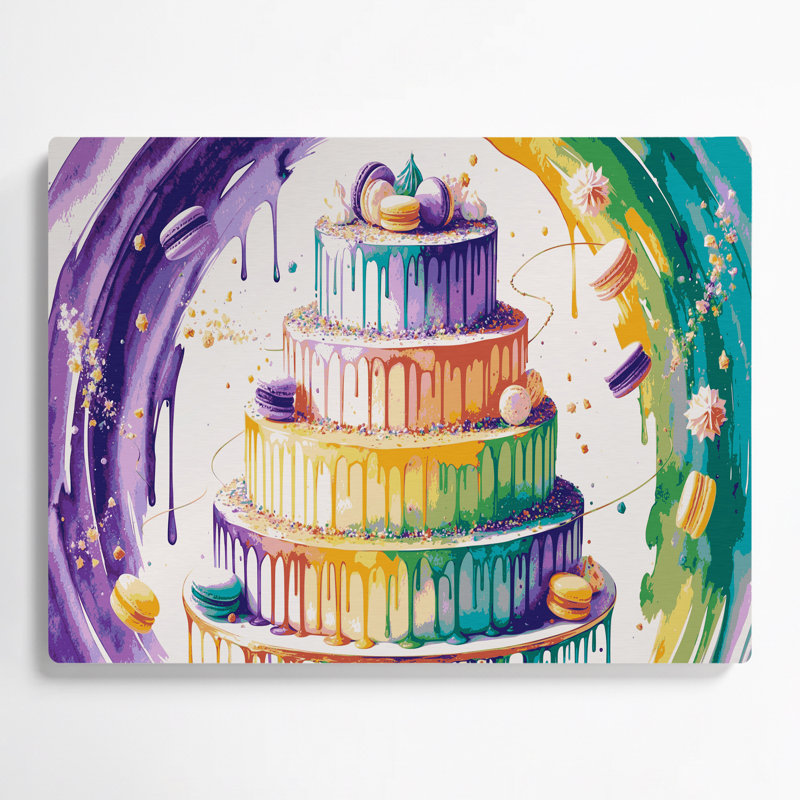 Desserts arc-en-ciel, art mural en métal beige, H 11 po x l 14 po