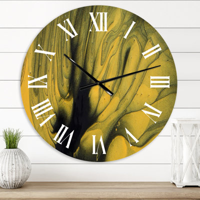 Marbre paysage avec beige foncé et noir - horloge murale moderne
