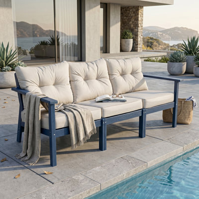 HDPE Outdoor 3-Person Sofa With Cushions