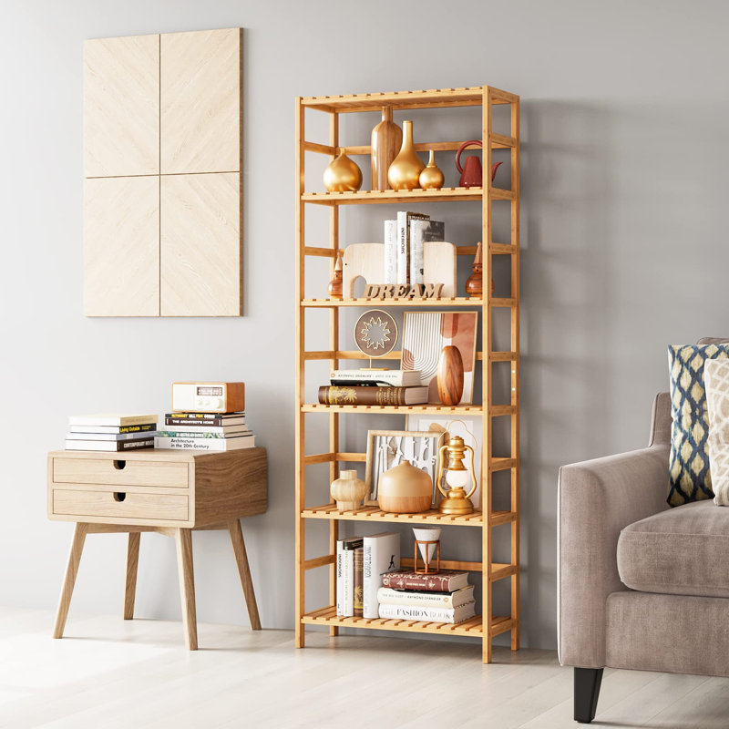 Forontenac 63.4" H x 23.6" W Etagere Bamboo Bookcase with Adjustable Shelves