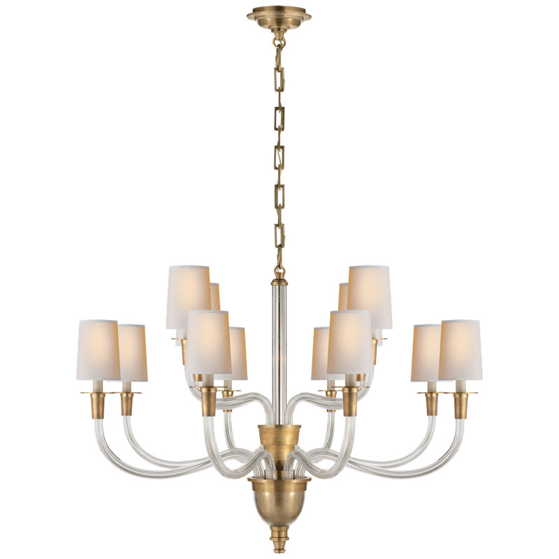 Thomas O'Brien Vivian Large Two-Tier Chandelier, Fabric, Hand-Rubbed Antique Brass