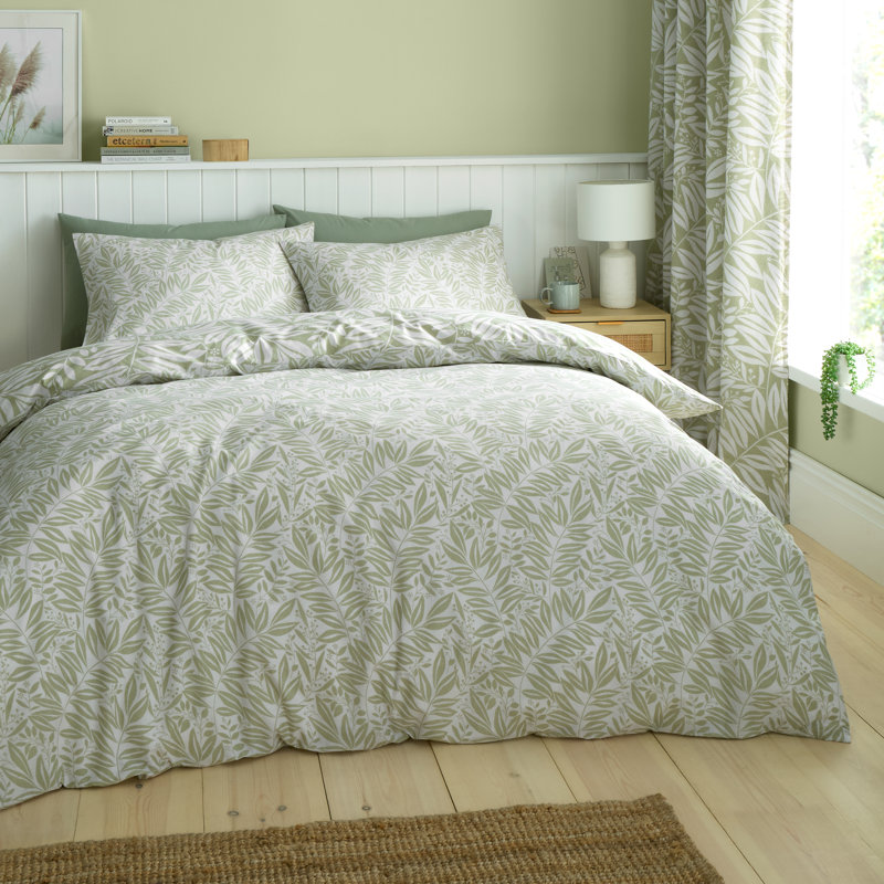 Sorrel Leaf Reversible Duvet Cover Set, Single Duvet Cover Set + 1 Pillowcase, Green