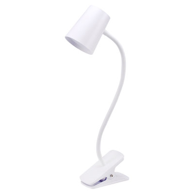  Lampe de bureau réglable à pince DEL, conception compacte, col flexible, sans scintillement, ventouses pour installation stable, blanc
