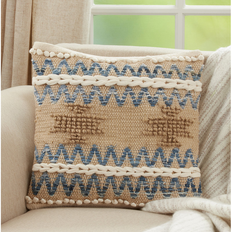 Nautica Collection Pom-poms Cotton Blend Throw Pillow, Down Blend