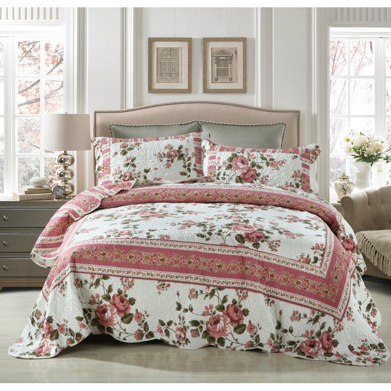 Floral Quilt, King Quilt + 2 King Shams