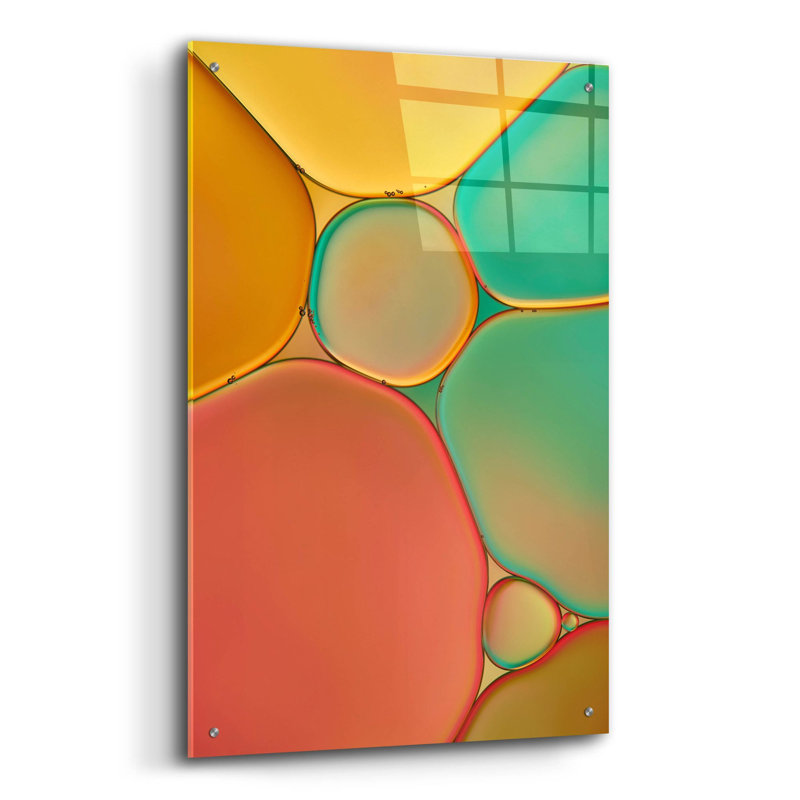 Ivy Bronx «Red Yellow and Green Drops» par Cora Niele, art mural en verre acrylique, H 36 po x l 24 po x P 0,13 po