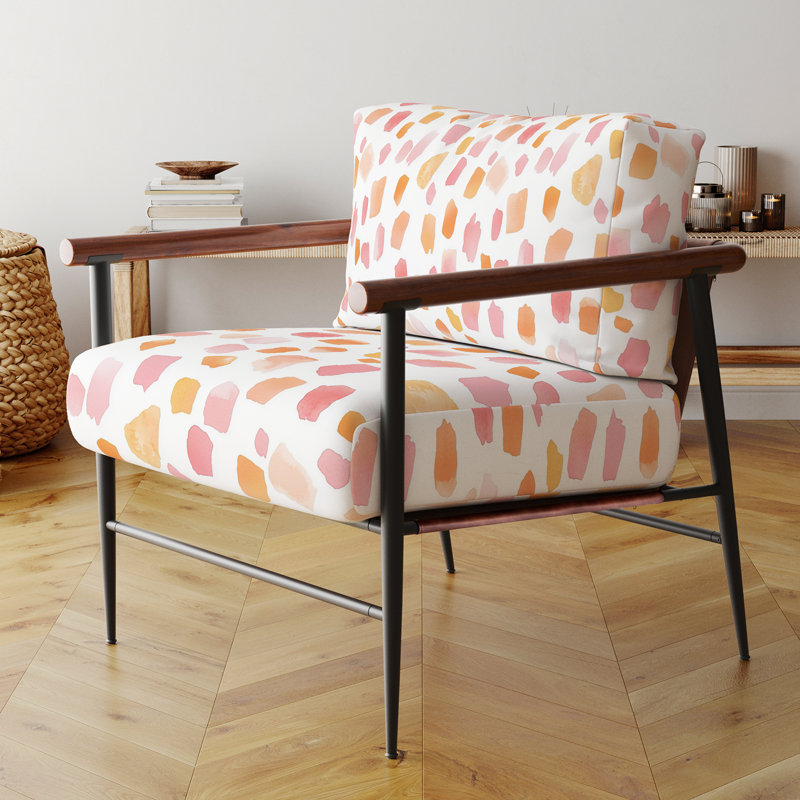 Chaise d'appoint contemporaine Boho - Fauteuil crème pastel à carrés crème