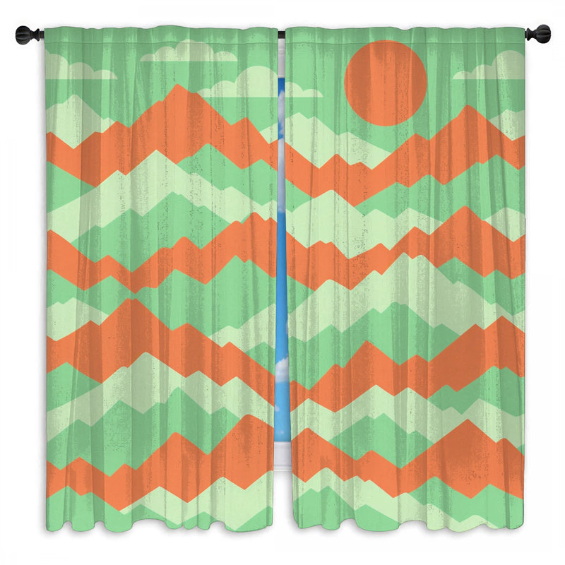Rideaux de fenêtre vert et orange, obscurcissant et obscurcissant - 2 panneaux, 80in x 61in - 2 panels, Room Darkening