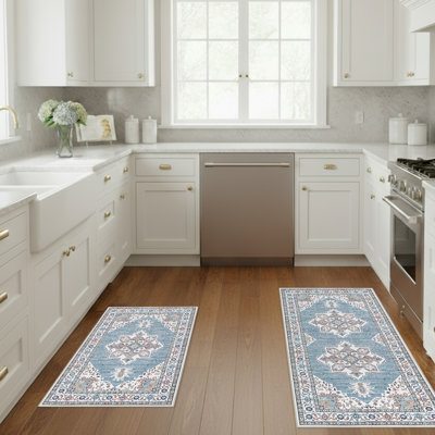 Laura Ashley Florence Imagine Printed Chenille Machine Washable 2-Piece Rug Set