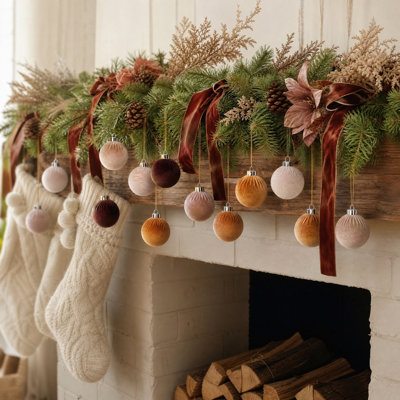 25 pièces de boules de Noël suspendues à des arbres de Noël floqués et incassables pour suspendre un arbre de Noël, des décorations de fête de mariage, des cadeaux et des décorations pour la maison
