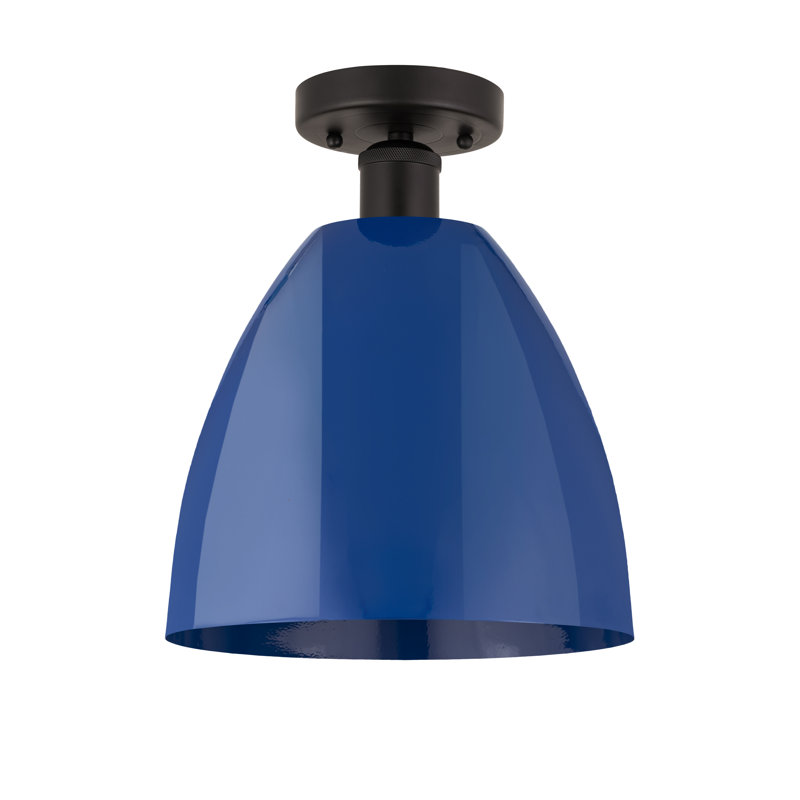 Plafonnier semi-encastré Amylee, Bleu, Bronze huilé, H 13,13 po x l 12 po x P 12 po