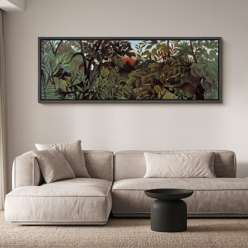 Palmiers tropicaux, jungle tropicale, forêt profonde, bois enchanteur, H 20 po x l 60 po, Noir, noir, noir, noir