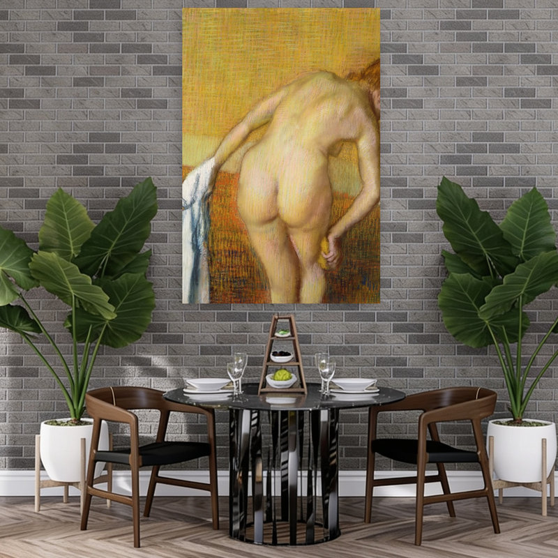 Femme enceinte au bain, 1886, estampe d'art mural contemporain abstraite impressionniste, H 60 po x l 40 po
