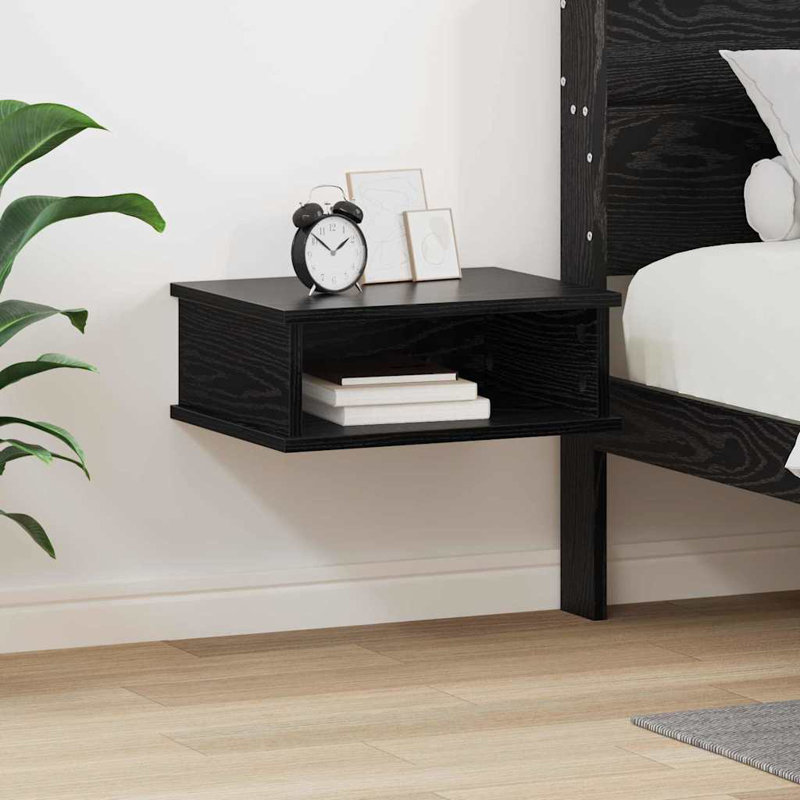 40cm W Manufactured Wood Bedside Table, Black