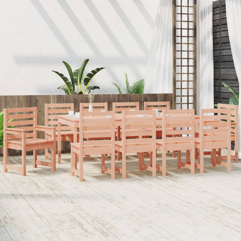 Campbelltown 10 - Person Wood Patio Dining Set with Rectangular Table, Brown Douglas
