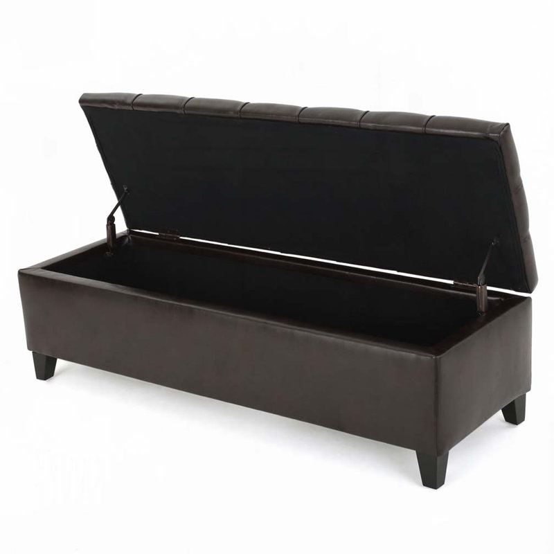 PU Upholstered Bench with Rubber Wood Legs,