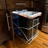 HZL Branded 15.3 Gallon Dual Compartment Under Cabinet Open Pull Out Trash  Can, Kitchen Cabinet Slide-Out Recycling & Reviews