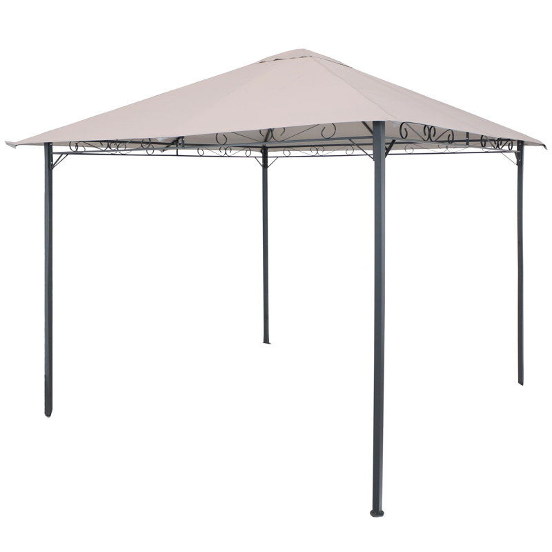 Pavillon de jardin ouvert 10 pi x 10 pi avec structure en acier et plateau en polyester Darla
