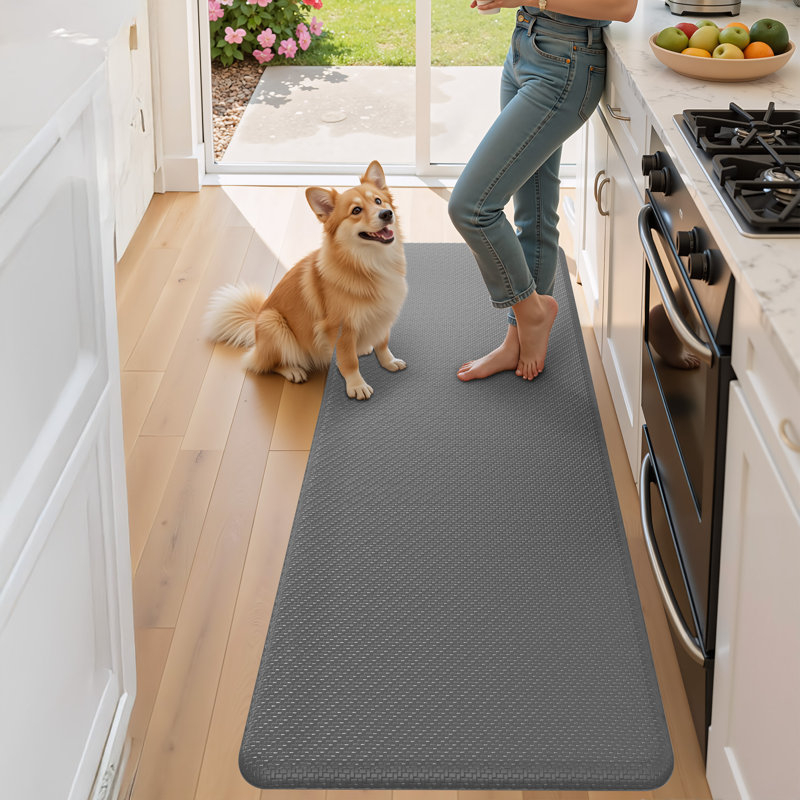 Tapis de cuisine antidérapant, Gris, Rectangle 1 pi 8 po x 3 pi 3 po