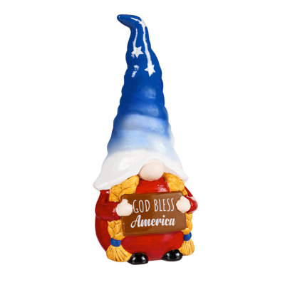 Statue de jardin GNOME en céramique, God bless America