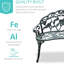 Banc en fonte d'aluminium avec dossier respirant, conception ergonomique, forme de patio en métal d'une capacité de 528 lb, largeur de 21,25 po