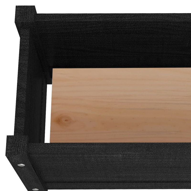 Lisbon Wood Pot Planter, 12.2" H x 23.6" W x 12.2" D, Black