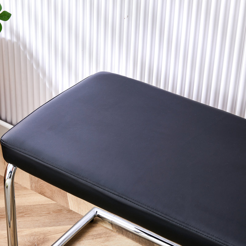 Banc à langer noir en métal argenté Caractéristique charmante - Chaise en cuir Pu pour différentes pièces Guide d'assemblage et d'installation simple inclus avec structure attrayante