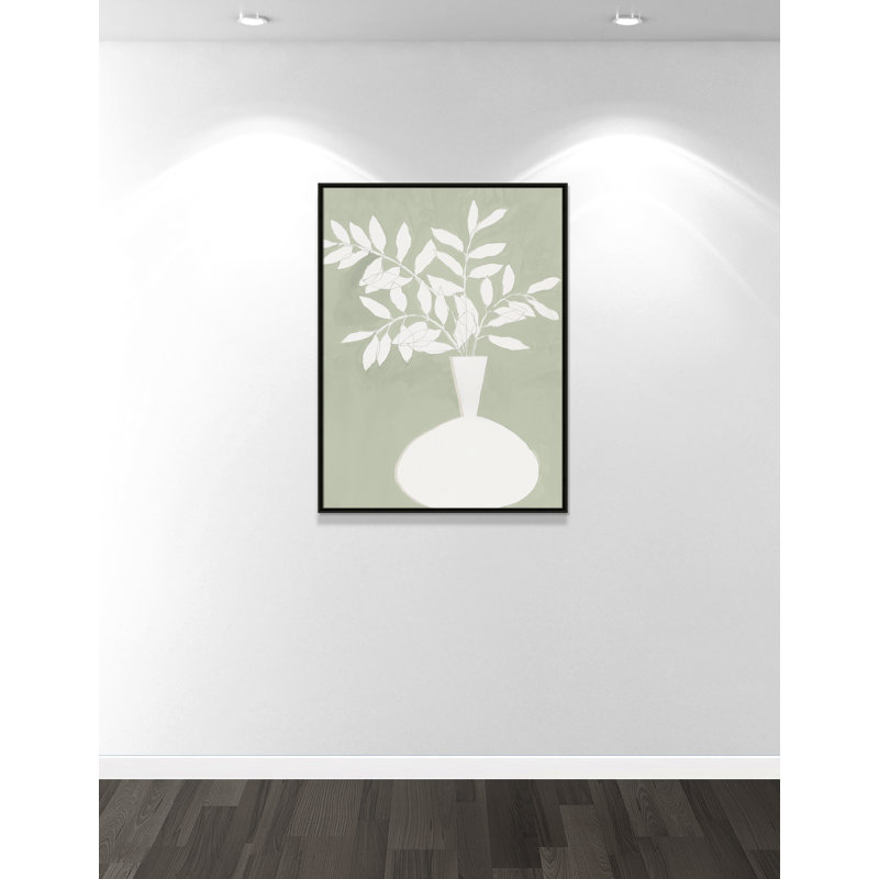 «Sage Vase II» par Aria K, Framed Canvas, L 31,5 po x H 41,5 po, Espresso Floater