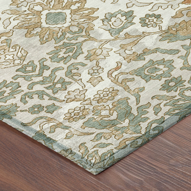 Machine Washable Indoor/Outdoor Chantille ACN2584 Traditional Rug, Ivory, 5' x 7'6"