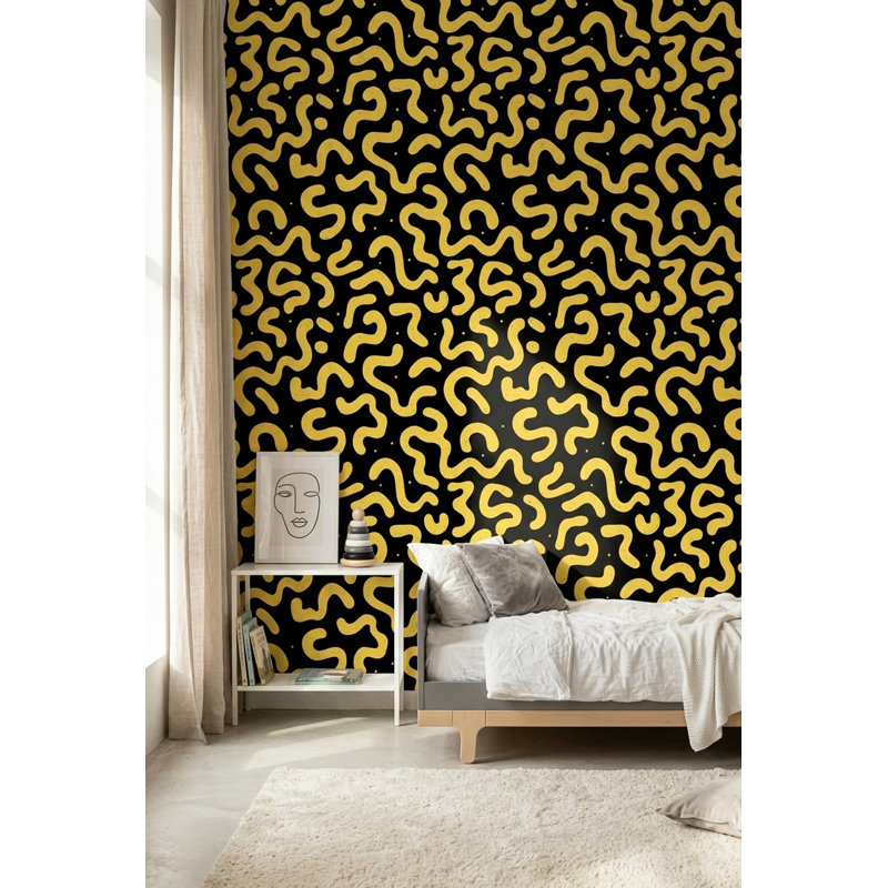 Double rouleau de papier peint uni noir mat, Textured Non-Pasted