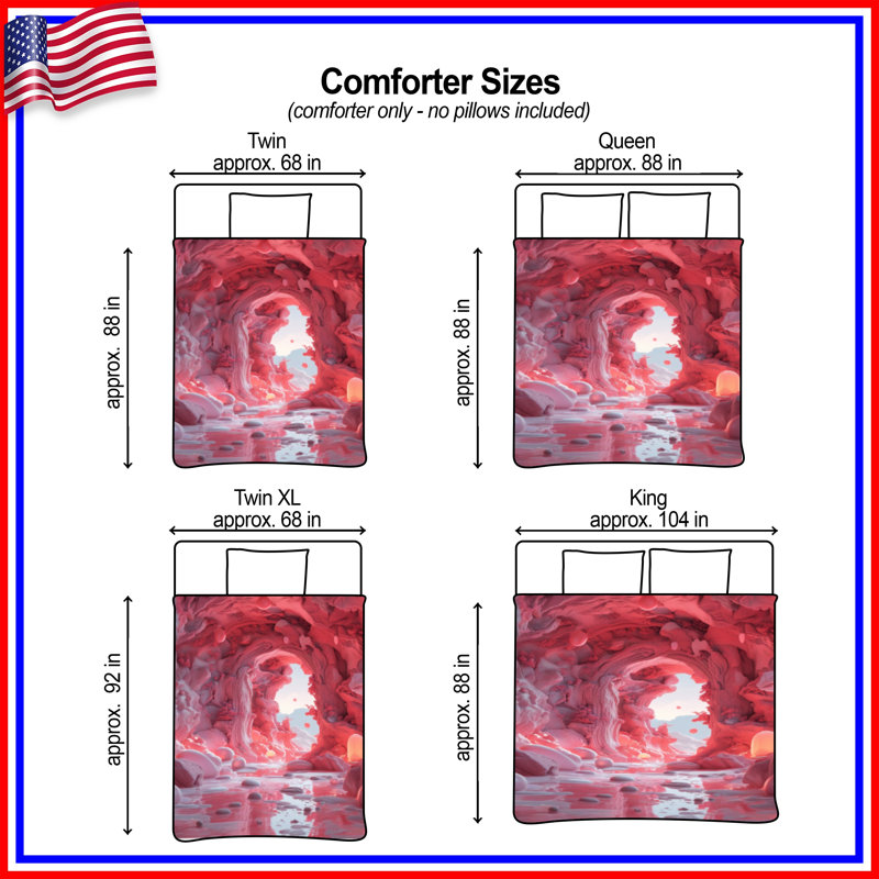 Pink Surreal Cave Comforter, Twin Extra Long